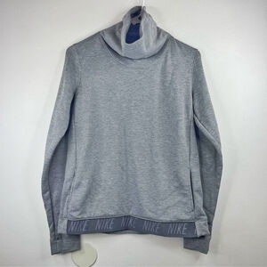 NIKE Women’s GREY Dri-FIT Cowl Neck Training Top NIKE Logo Band on Bottom Size S